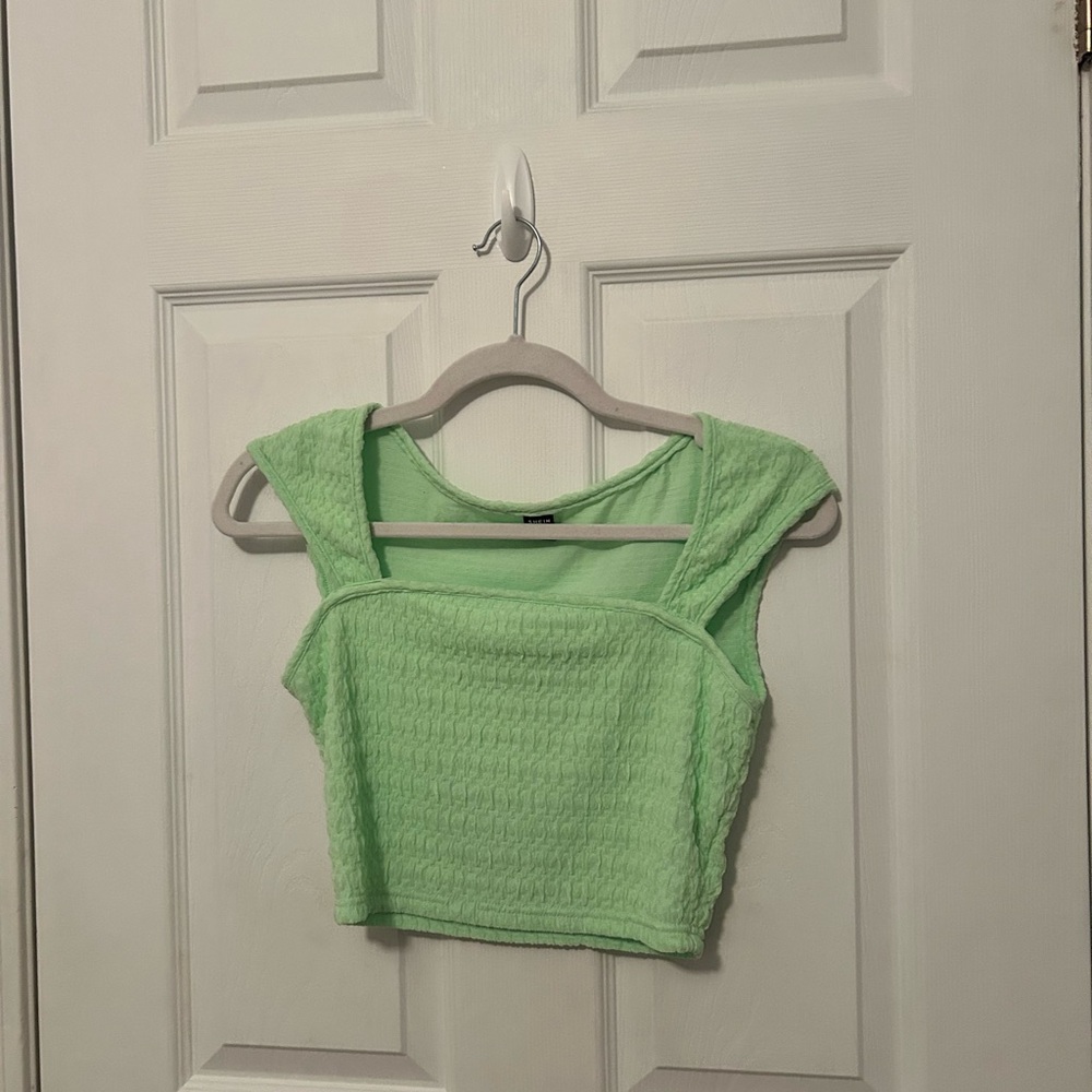 SHEIN Lime Green Textured Cropped Tank Top